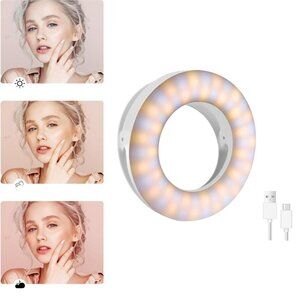 Portable Rechargeable  Selfie LED Ring Light Clip-On